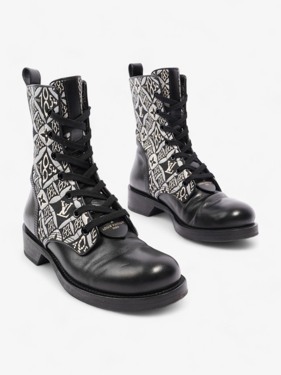 Since 1854 Metropolis Flat Ranger Boots Black Monogram Calfskin Leather EU 40 UK 7 Image 2