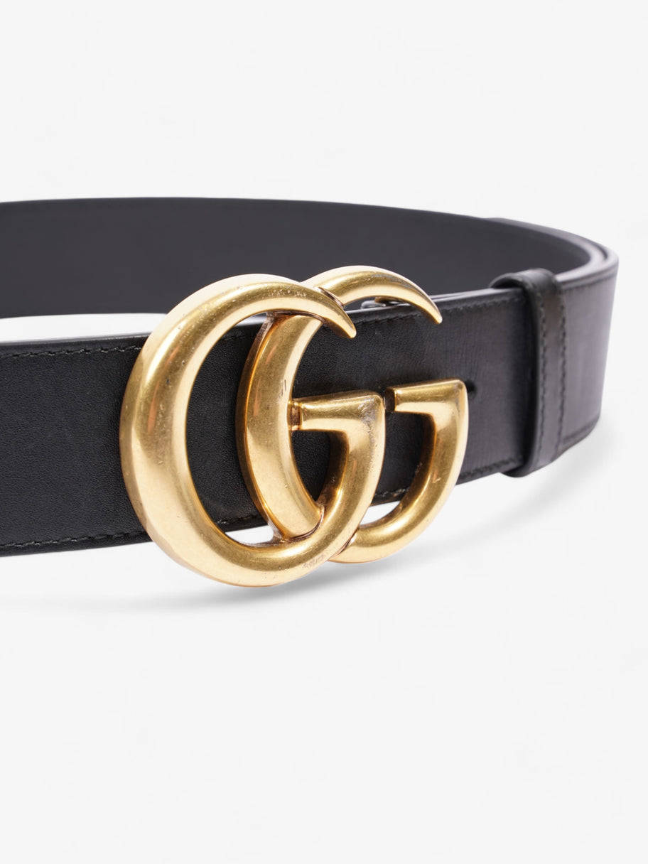 Gucci GG Marmont 2015 Re-Edition Wide Belt Black / Gold Leather 75cm / 30