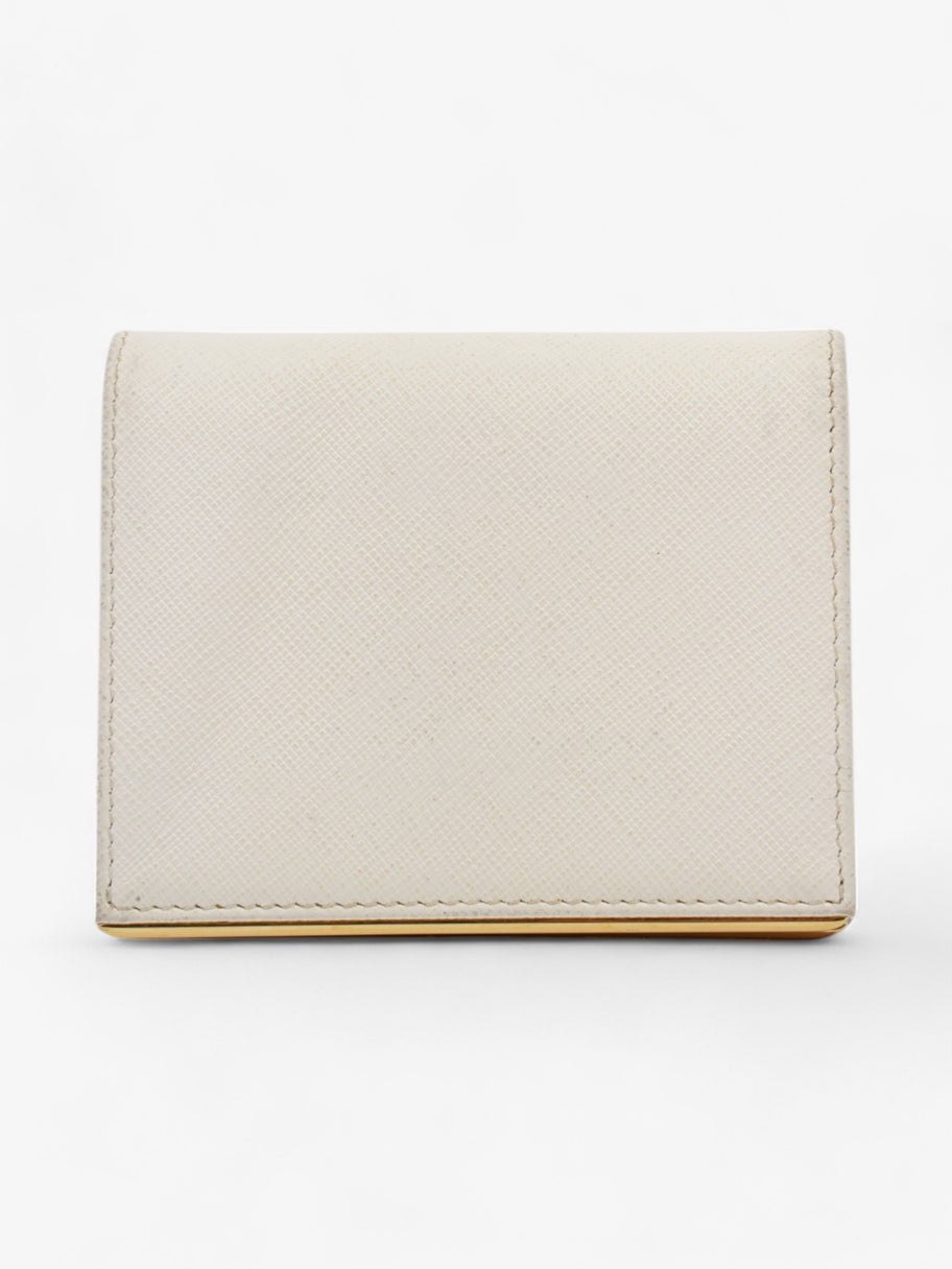 Prada Bifold Wallet White / Gold Saffiano Leather Image 2