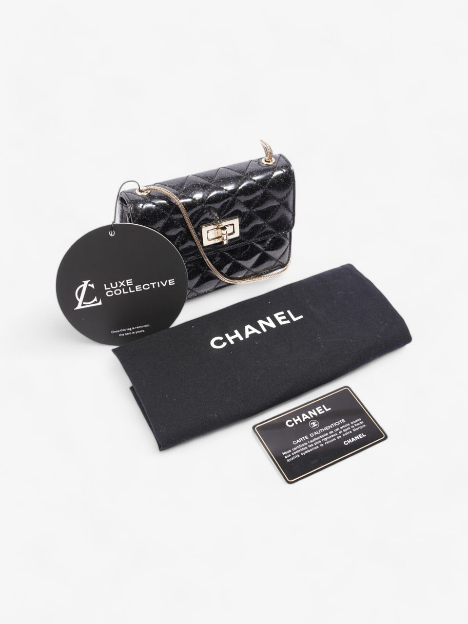 Chanel 2.55 Black Glitter Patent Leather Mini Image 9