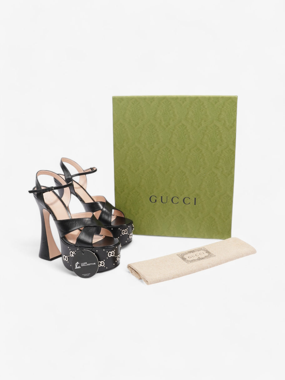 Gucci Interlocking G Stud Platform Heels 160mm Black / Silver Leather EU 39.5 UK 6.5 Image 10