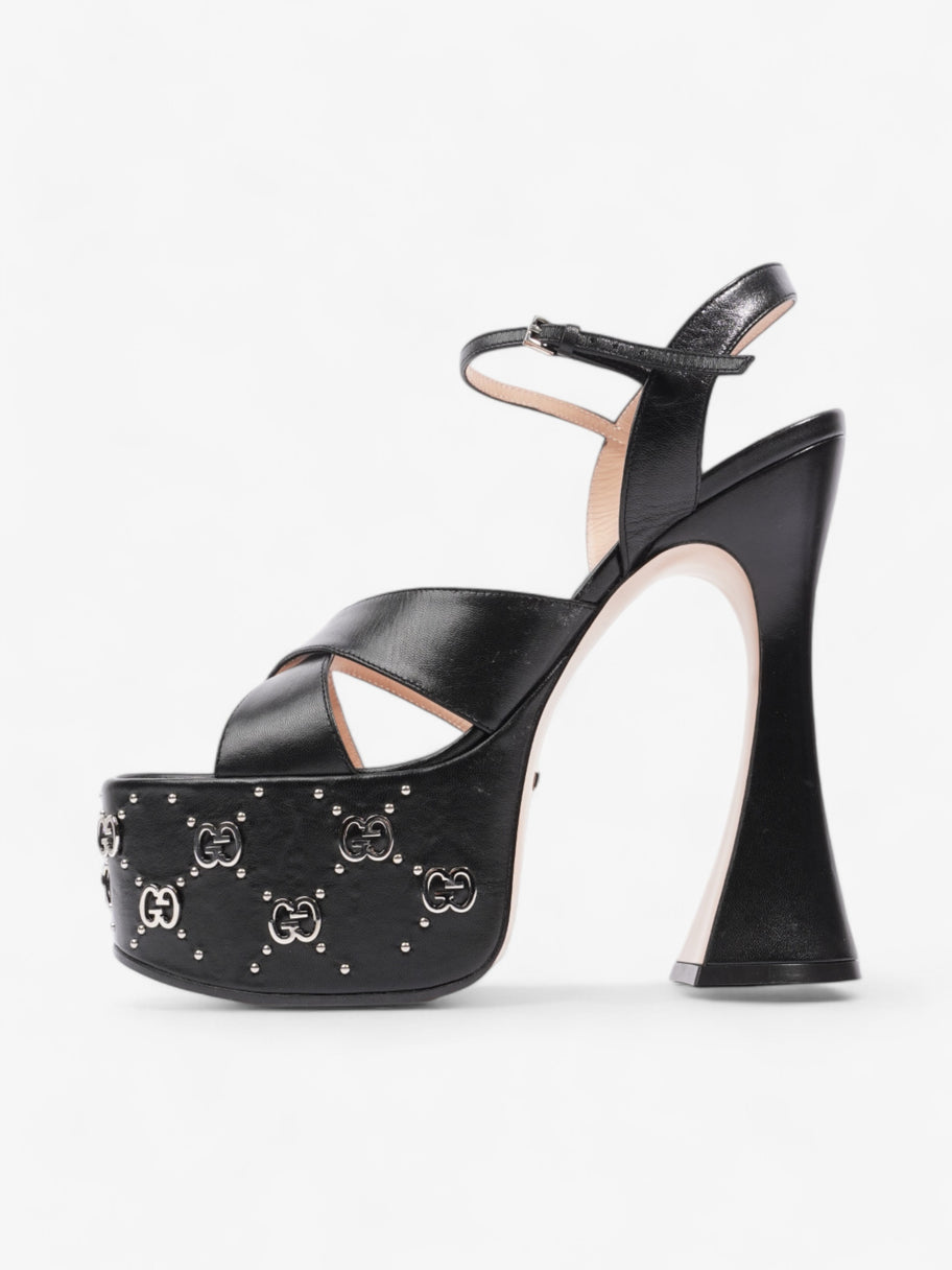 Gucci Interlocking G Stud Platform Heels 160mm Black / Silver Leather EU 39.5 UK 6.5 Image 5