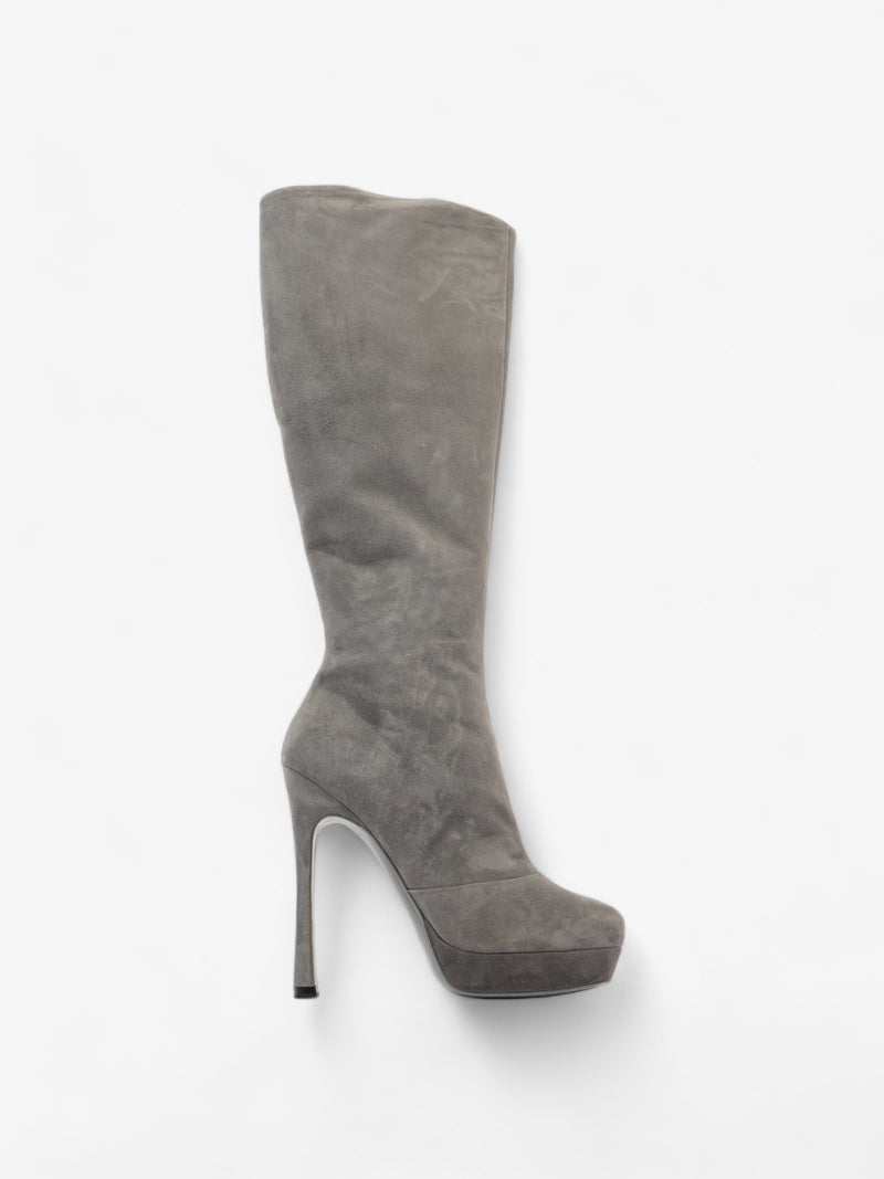  Saint Laurent Gisele Boots 105 Grey Suede EU 38.5 UK 5.5