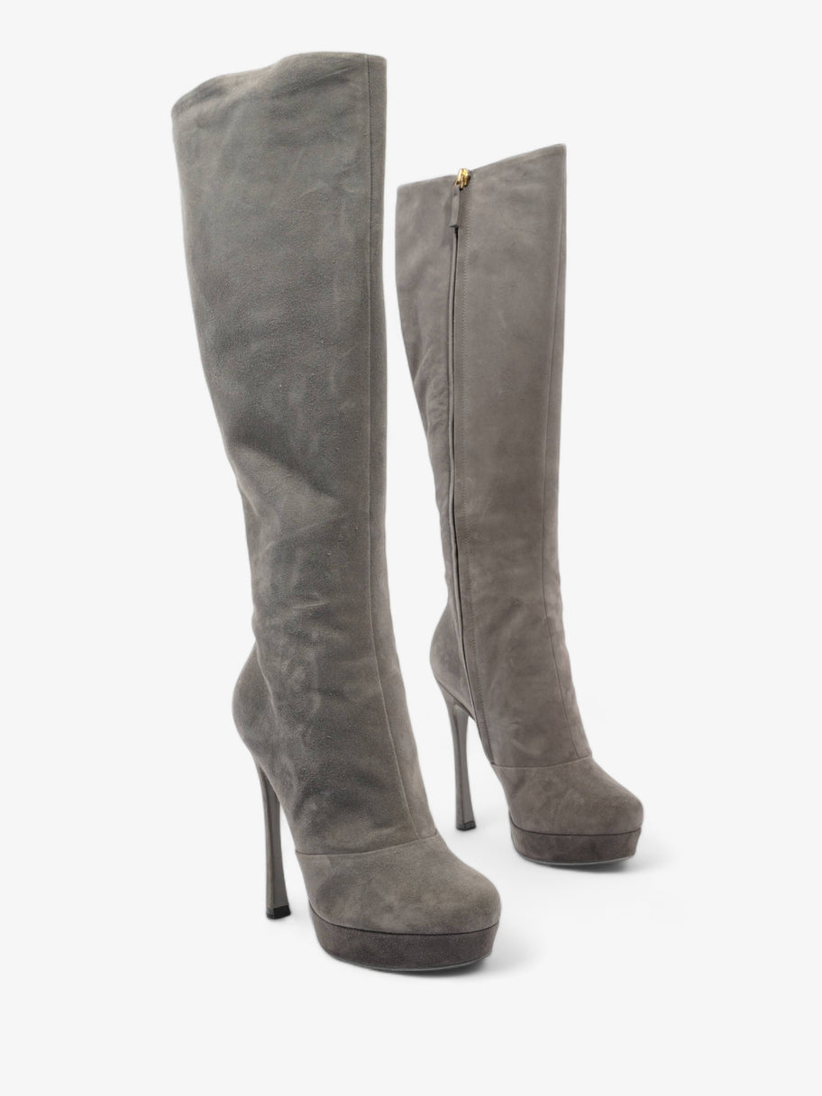 Saint Laurent Gisele Boots 105 Grey Suede EU 38.5 UK 5.5 Image 2