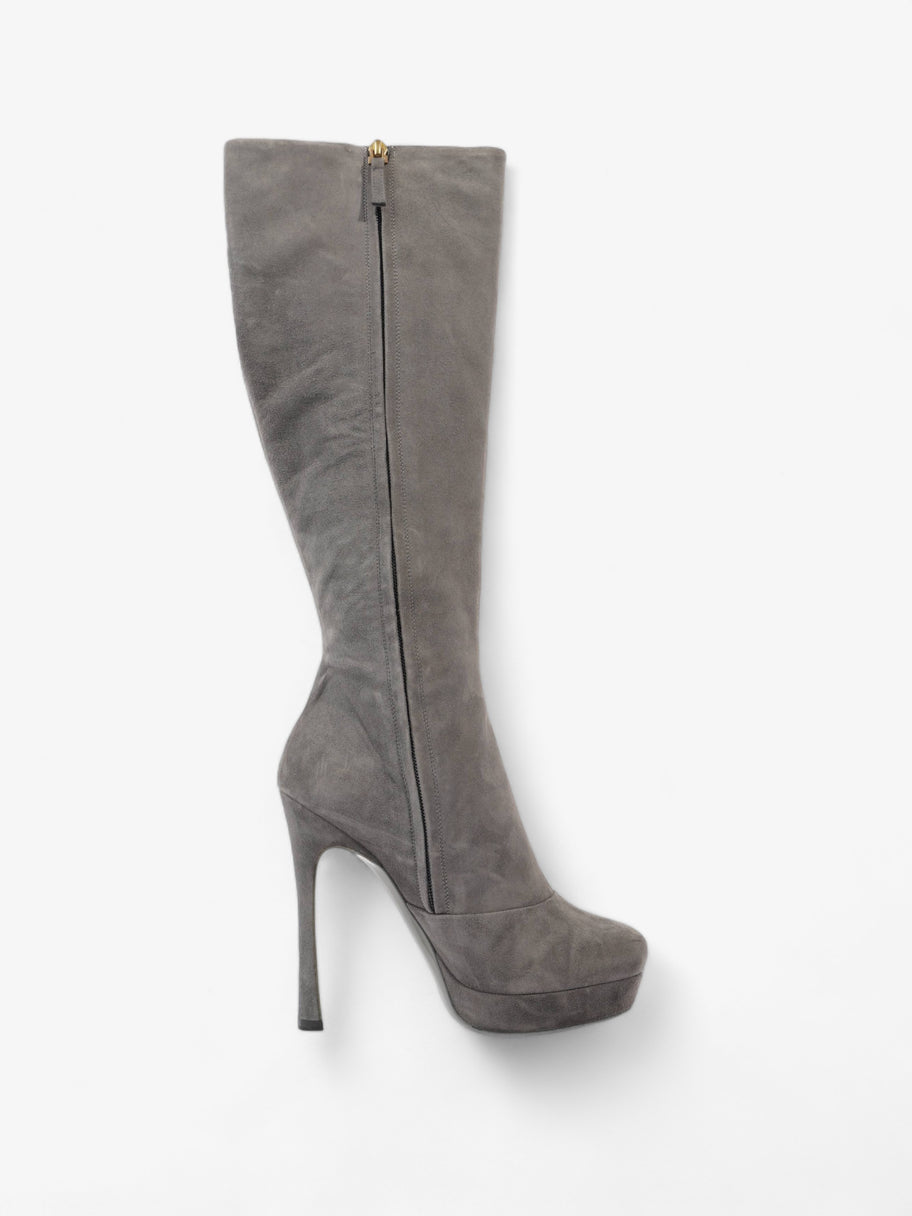 Saint Laurent Gisele Boots 105 Grey Suede EU 38.5 UK 5.5 Image 4