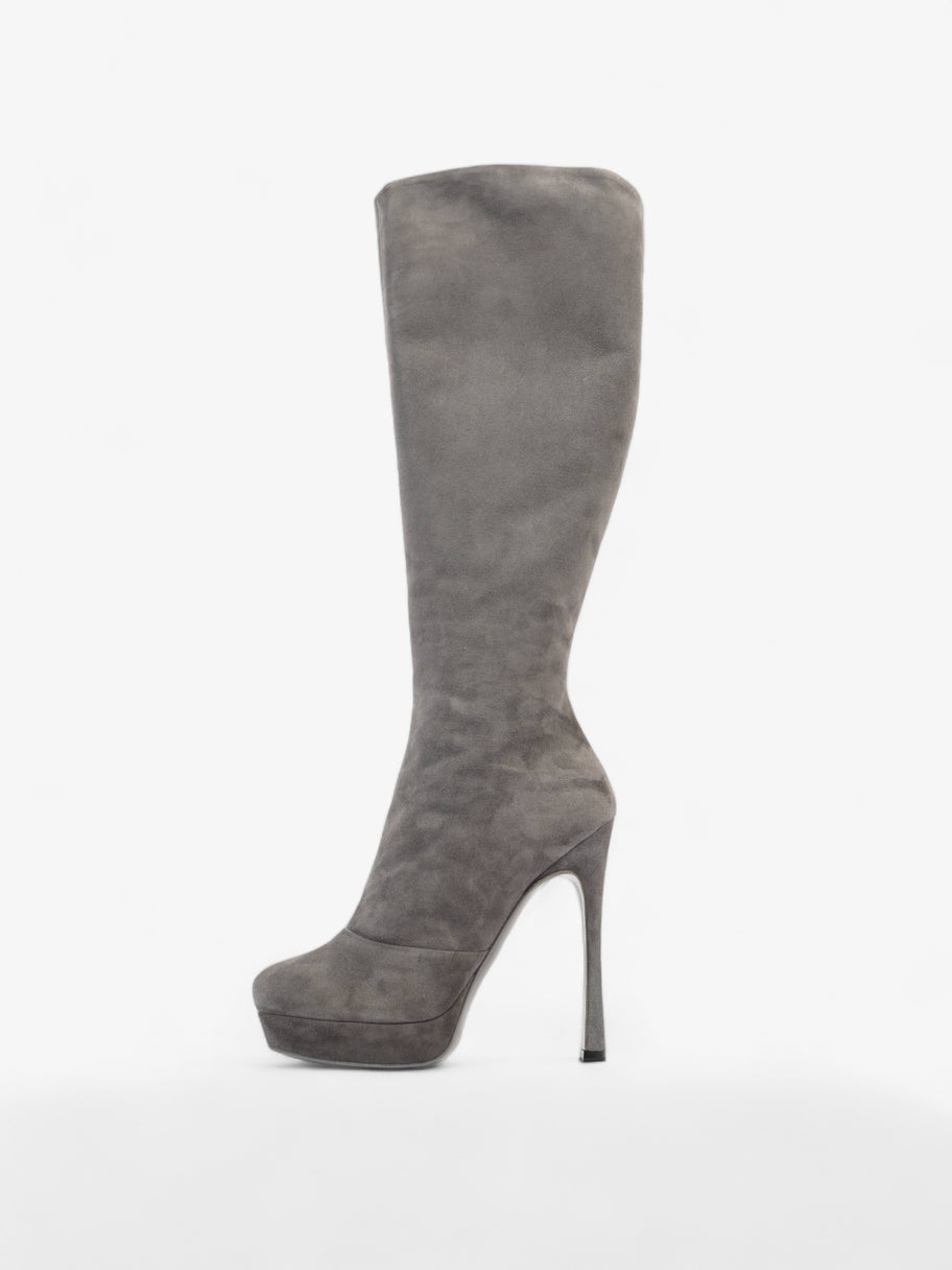 Saint Laurent Gisele Boots 105 Grey Suede EU 38.5 UK 5.5 Image 5