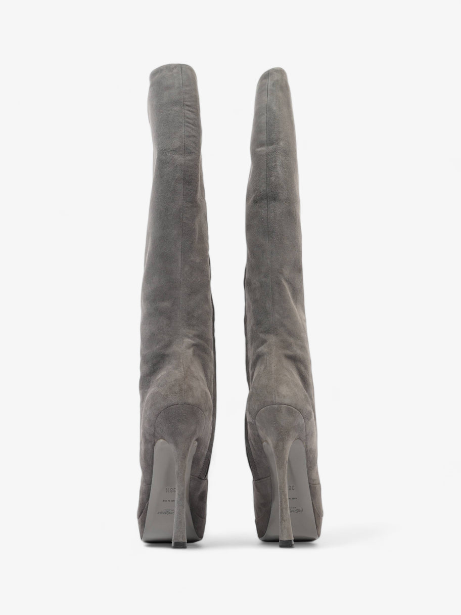 Saint Laurent Gisele Boots 105 Grey Suede EU 38.5 UK 5.5 Image 6