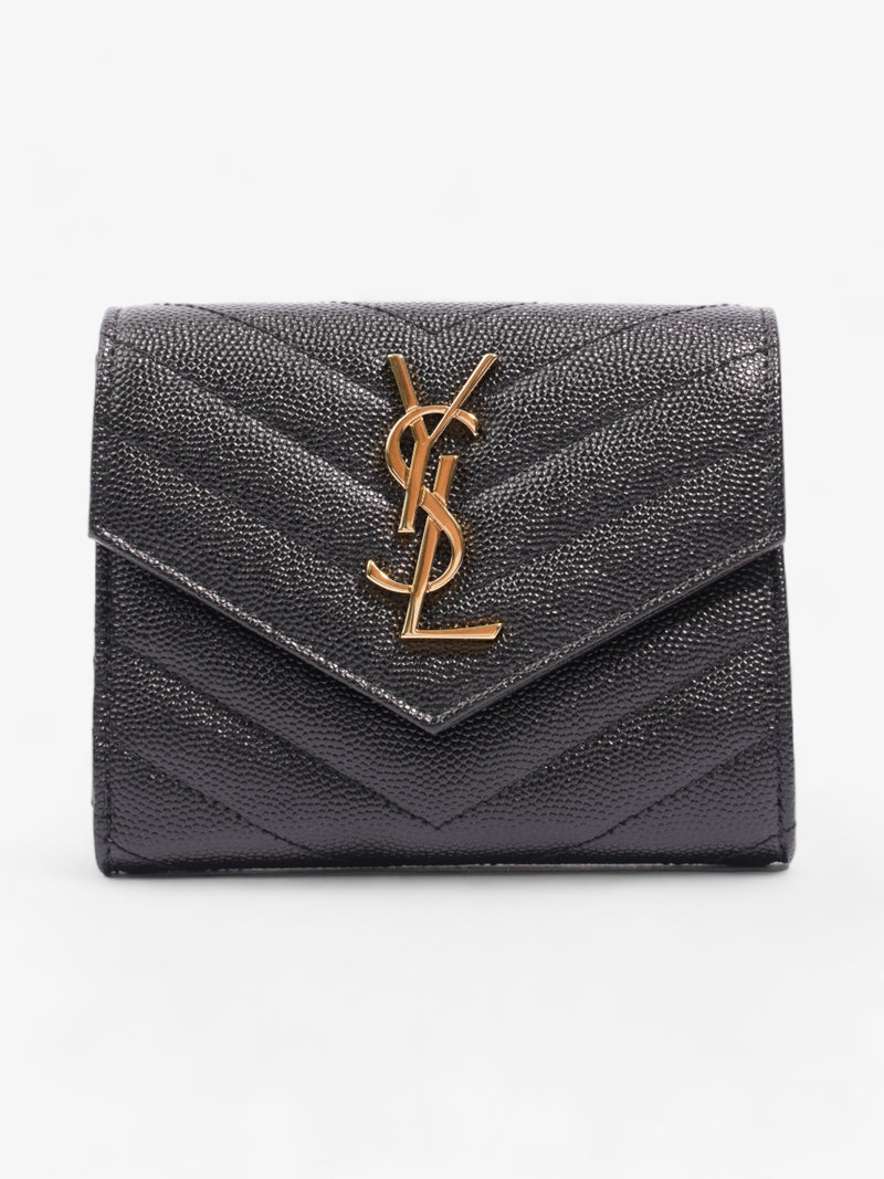  Saint Laurent Cassandra Compact Tri-Fold Wallet Black Calfskin Leather