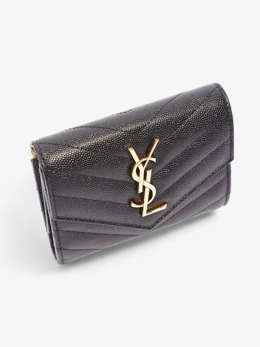 Saint Laurent Cassandra Compact Tri-Fold Wallet Black Calfskin Leather Image 6