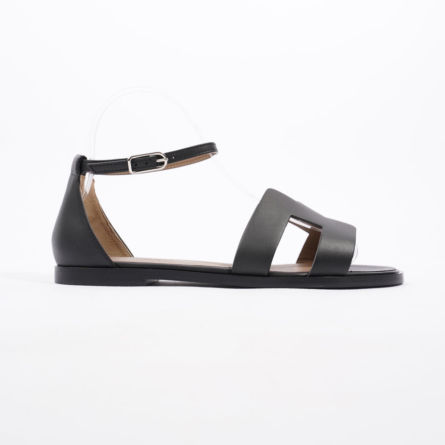 Hermes Santorini Sandals Black Calfskin Leather EU 37 UK 4 Image 1