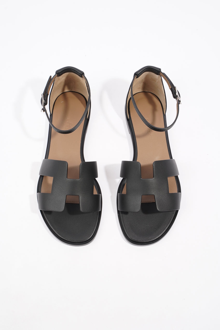 Hermes Santorini Sandals Black Calfskin Leather EU 37 UK 4 Image 8