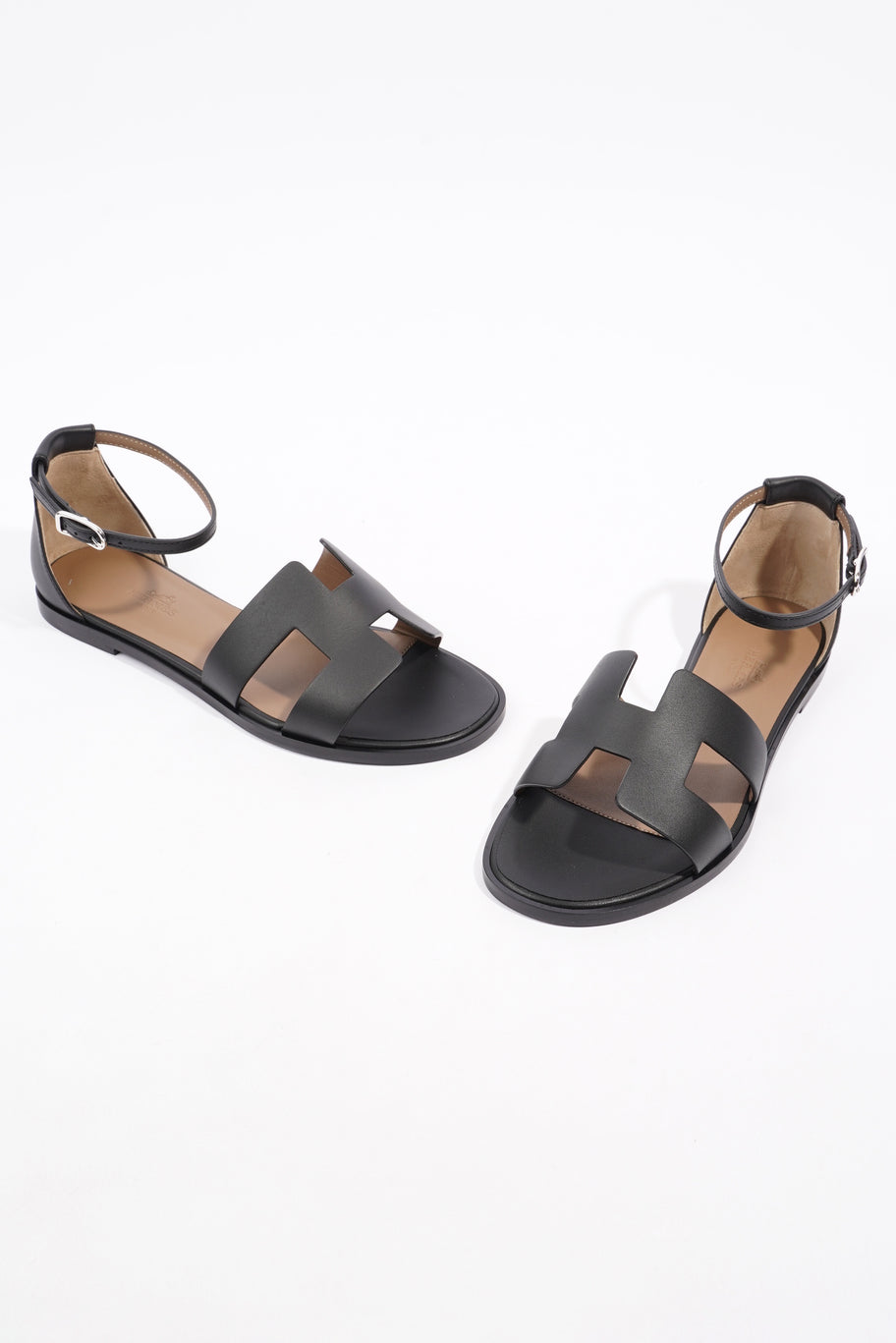 Hermes Santorini Sandals Black Calfskin Leather EU 37 UK 4 Image 9