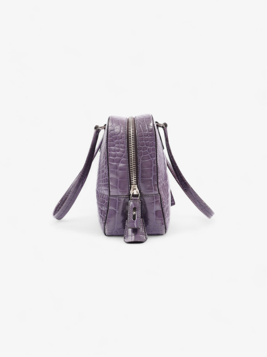 Prada Bauletto Bag Purple Embossed Leather Image 5