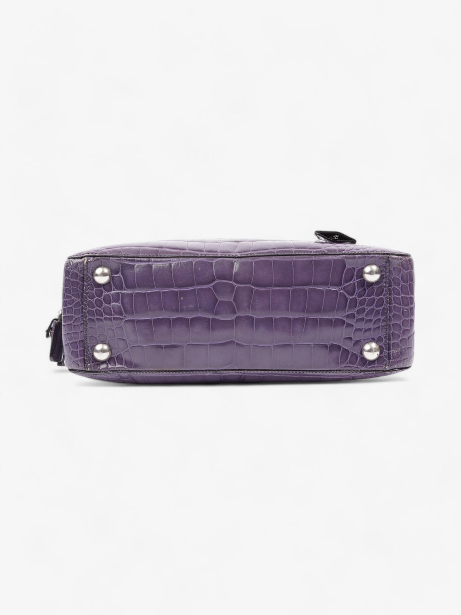 Prada Bauletto Bag Purple Embossed Leather Image 6