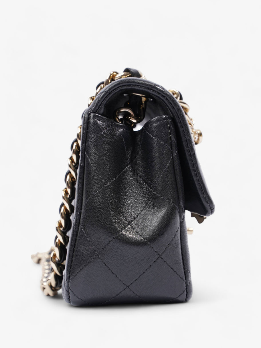 Mini Charm Flap Black Lambskin Leather Image 5