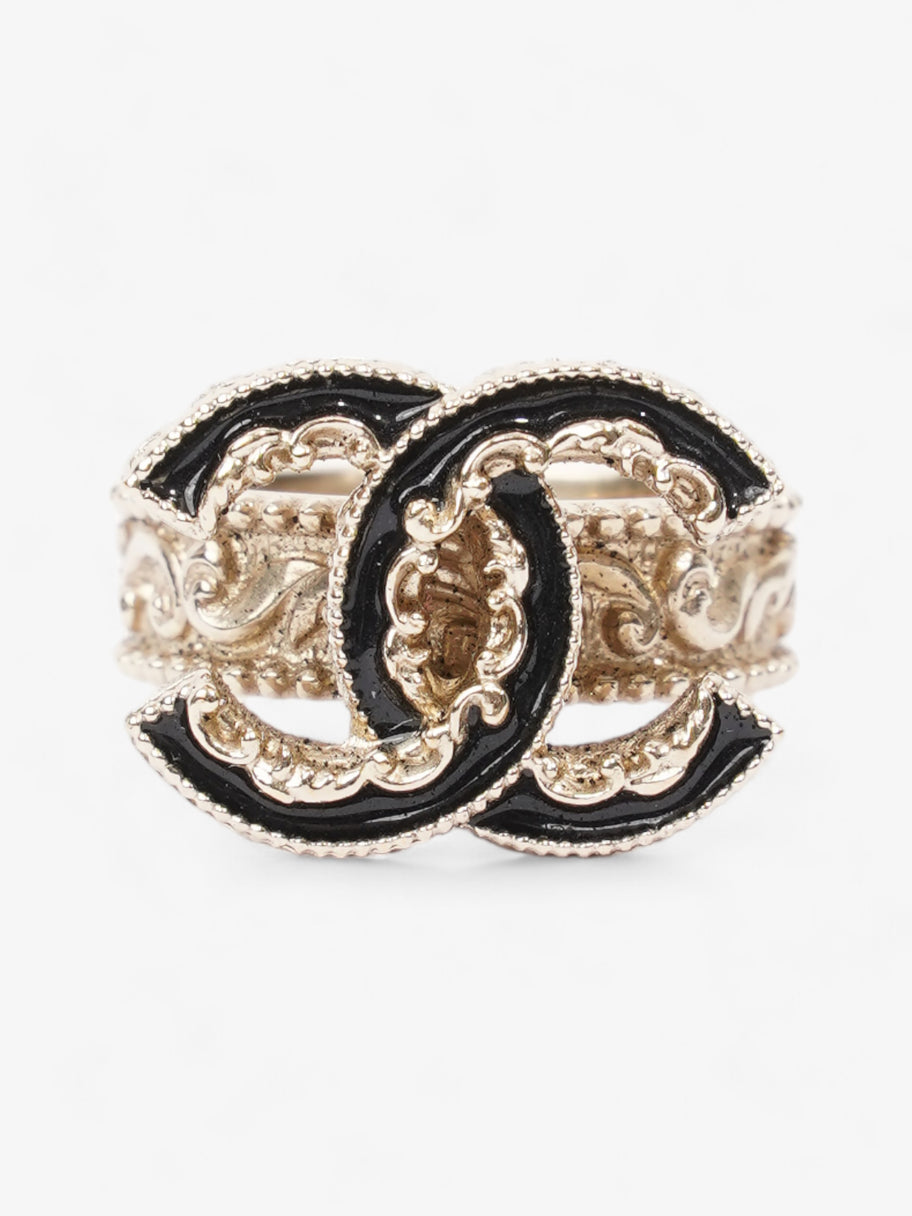 Chanel CC Ring Black / Gold Tone Enamel 55mm Image 1