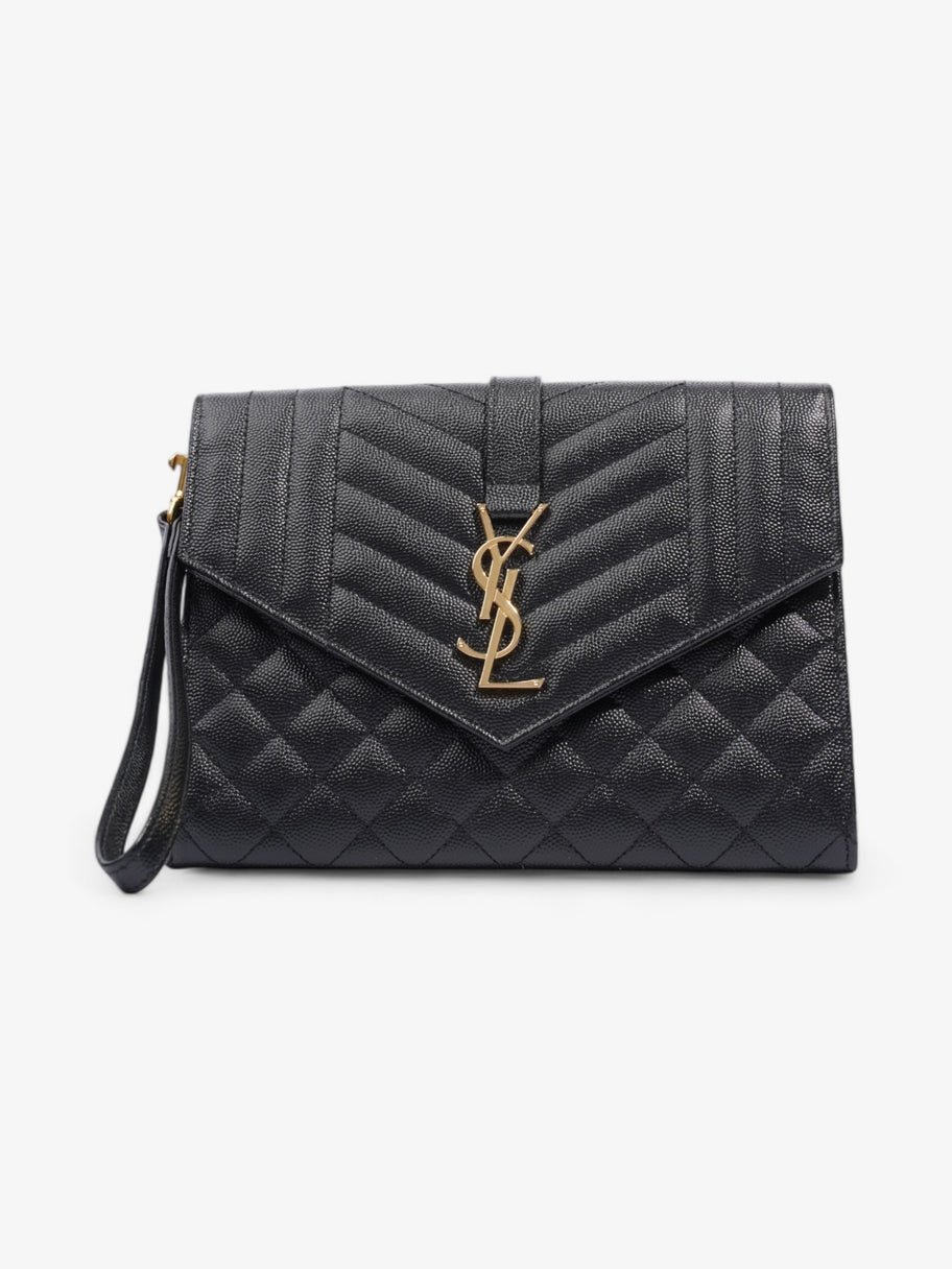 Saint Laurent Monogram Envelope Clutch Black Grained Leather Image 1