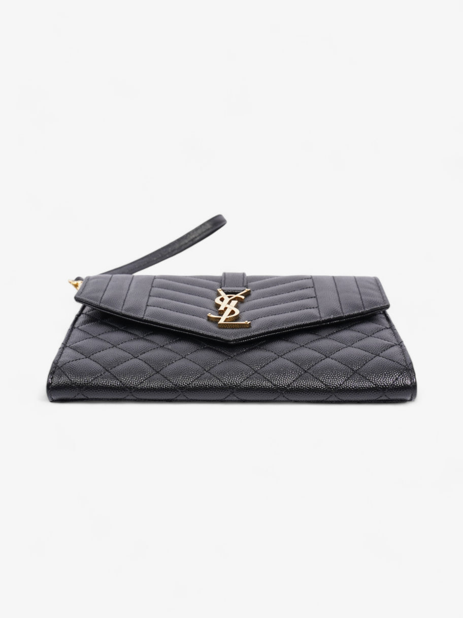 Saint Laurent Monogram Envelope Clutch Black Grained Leather Image 6