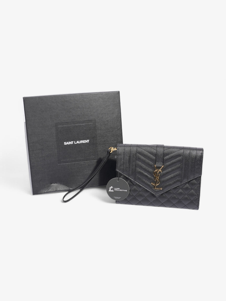 Saint Laurent Monogram Envelope Clutch Black Grained Leather Image 9