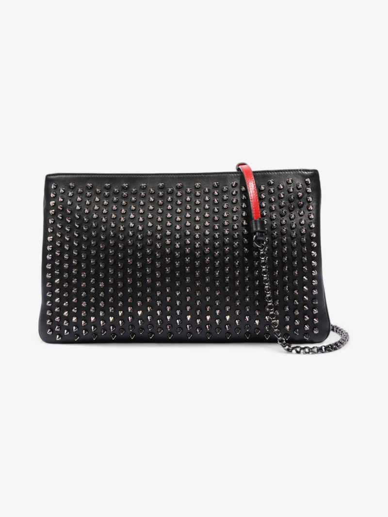  Christian Louboutin Loubiposh Chain Clutch Black Leather