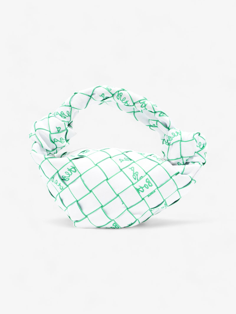  Bottega Veneta Double Knot Bag White / Green Fabric Mini