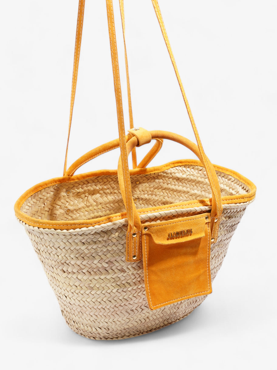 Jacquemus Le Panier Soli Tote Bag Light Orange / Natural Palm Leaves Image 8