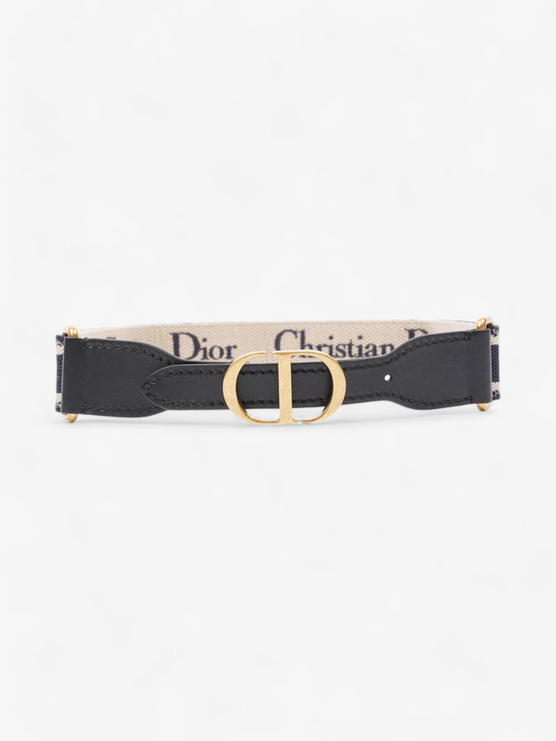  Christian Dior CD Belt Blue Oblique / Gold Canvas 80cm