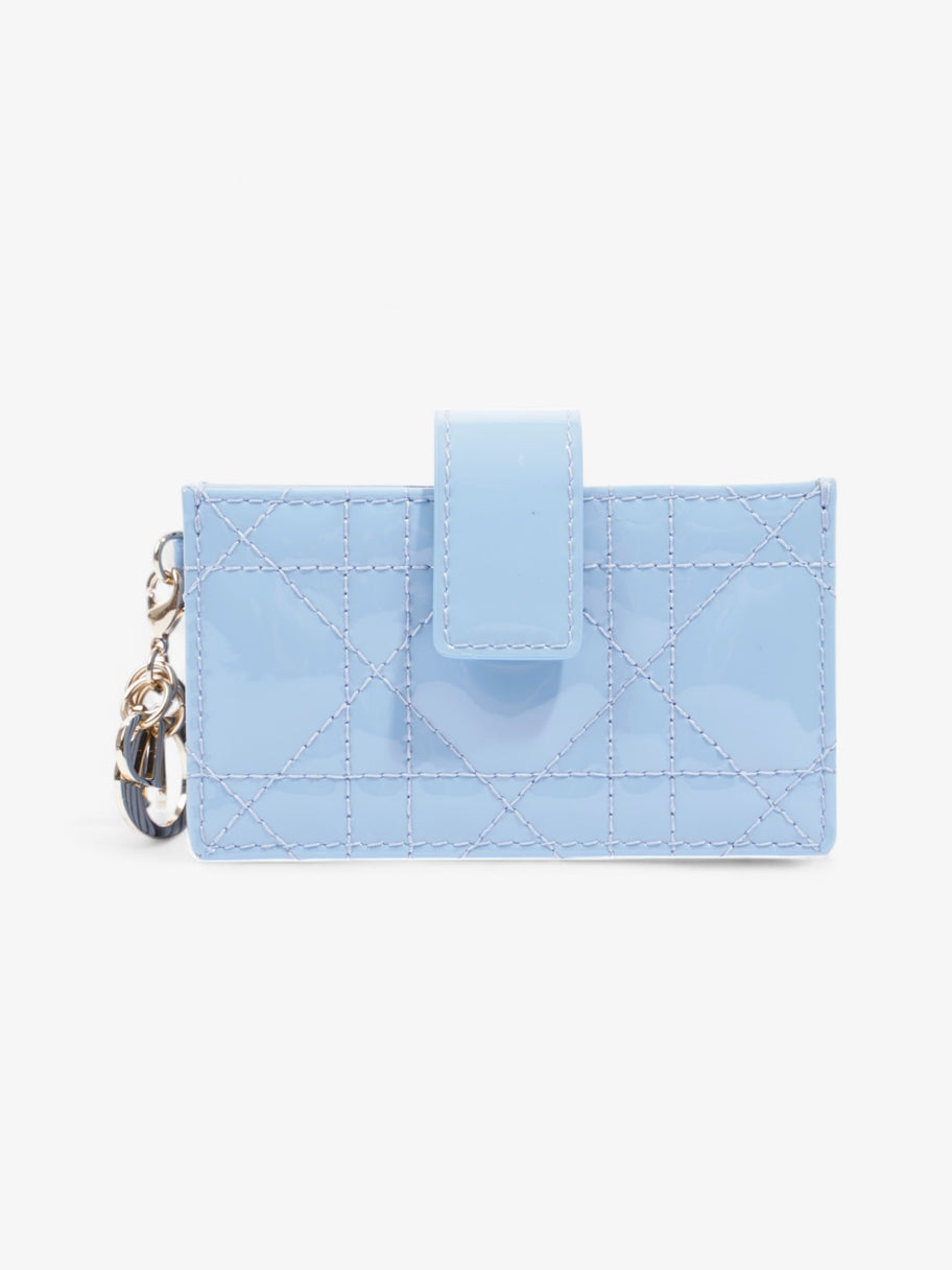 Christian Dior Lady Dior Jasmine Card Holder Baby Blue / Light Gold Patent Leather Image 1