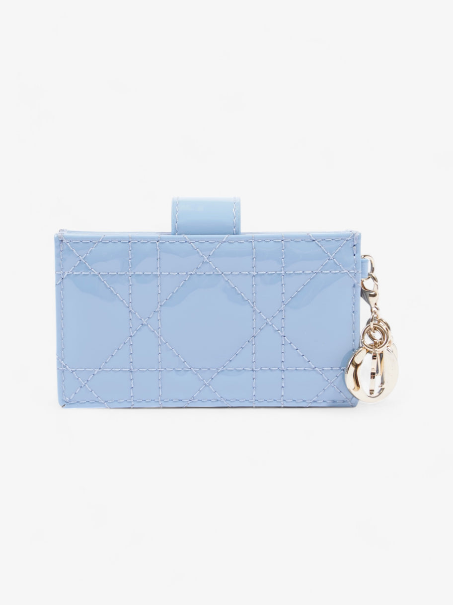 Christian Dior Lady Dior Jasmine Card Holder Baby Blue / Light Gold Patent Leather Image 3