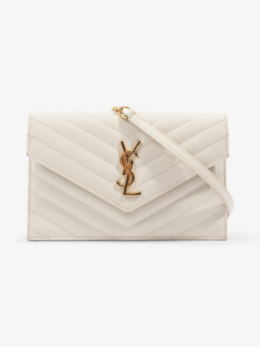 Saint Laurent Cassandra Envelope Chain Wallet Cream Grained Leather Image 1