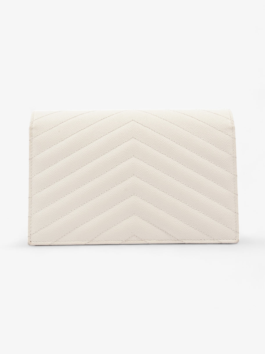 Saint Laurent Cassandra Envelope Chain Wallet Cream Grained Leather Image 4