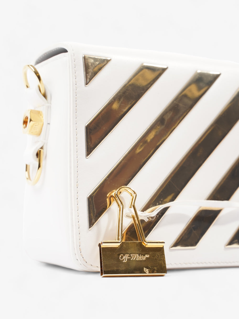 Off White Binder Clip Flap White / Gold Leather Image 7