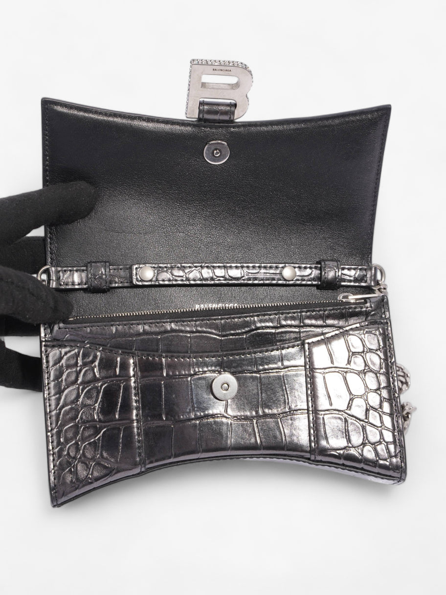 Hourglass Chain Croc Black Calfskin Leather Image 9