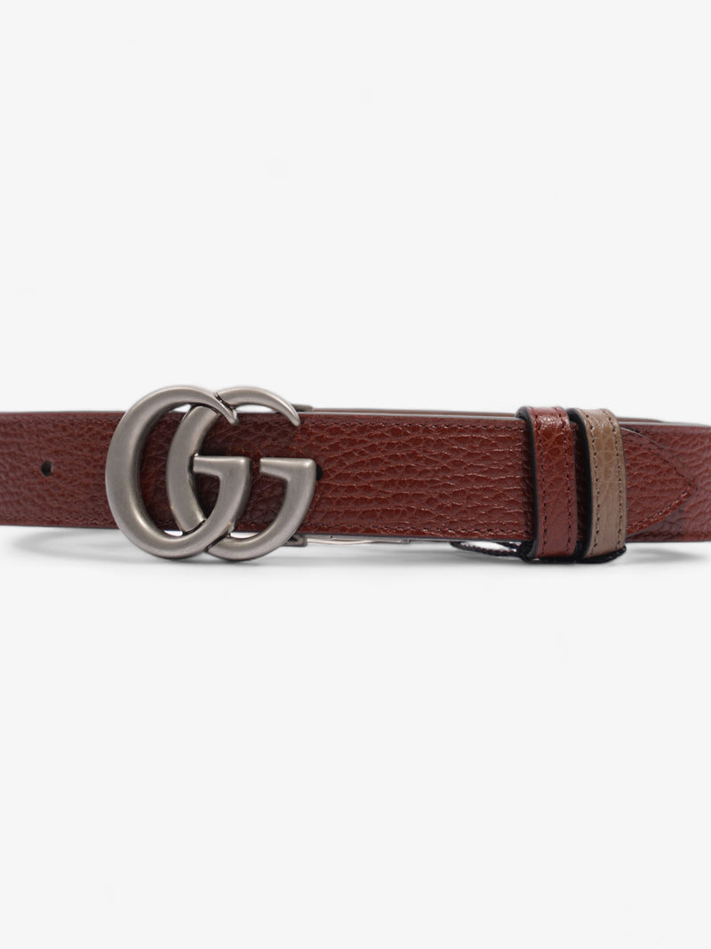  Gucci GG Marmont Reversible Belt Dark Brown  / Greyish Brown Leather 65cm 26