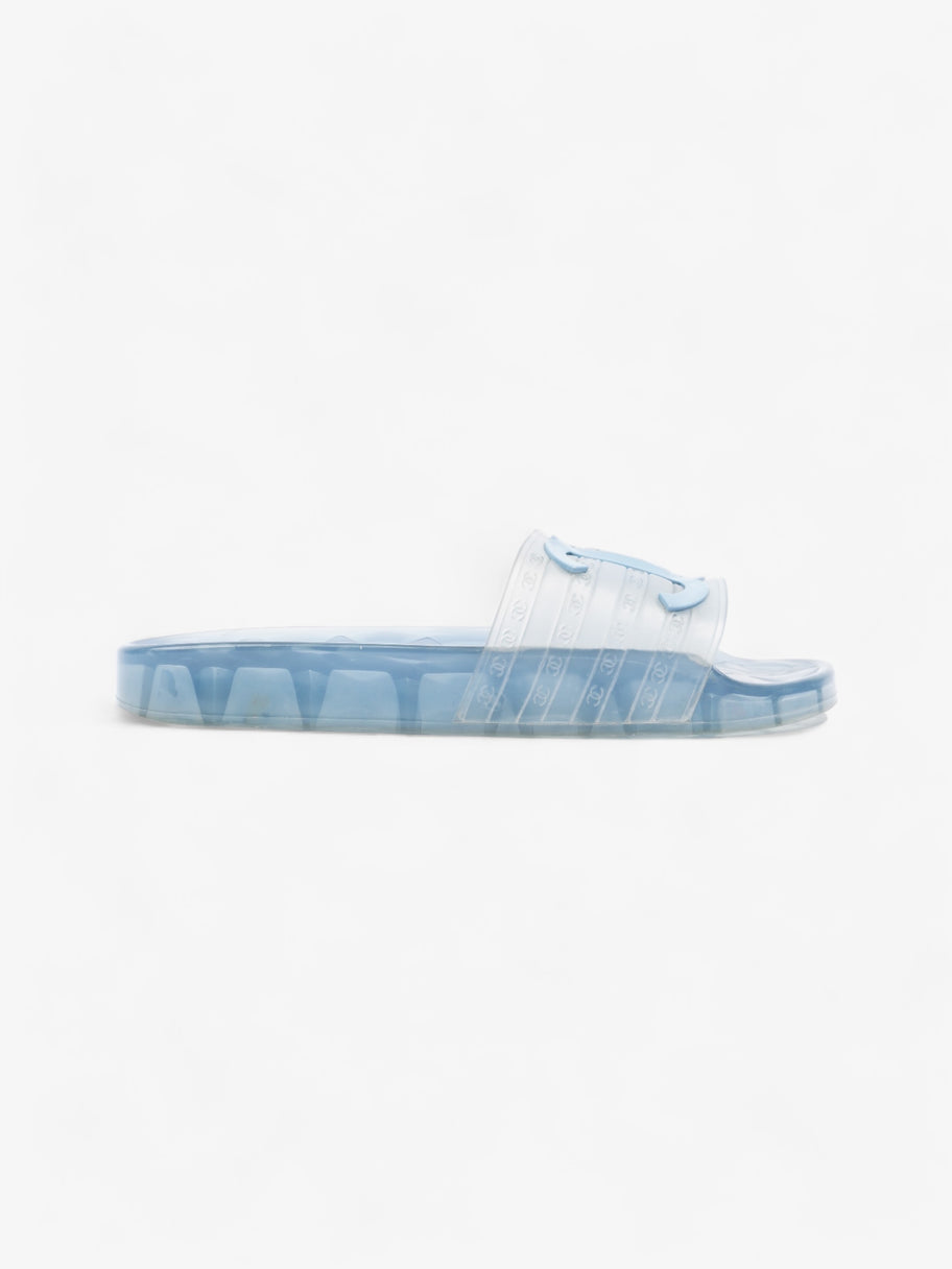 Chanel CC Logo Transparent Slides Blue PVC EU 38 UK 5 Image 1