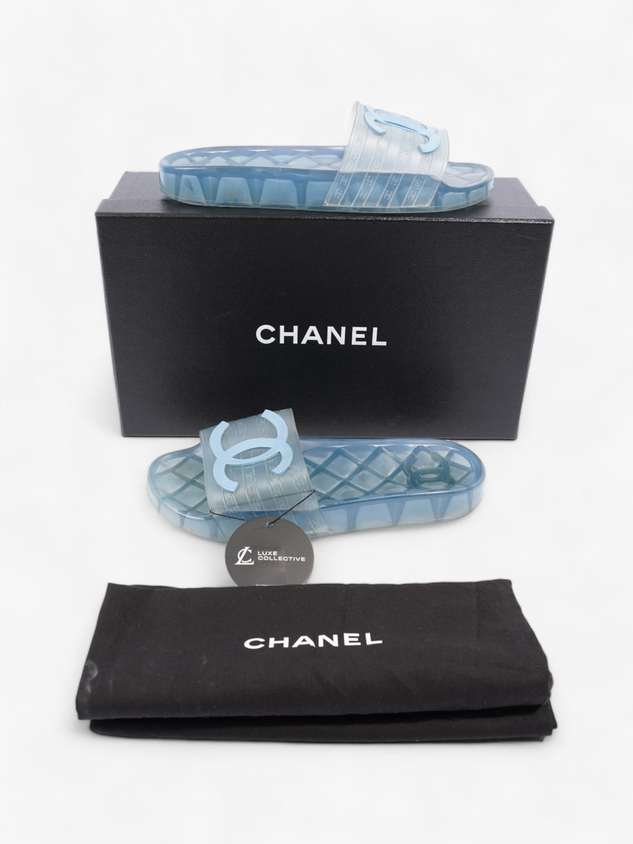 Chanel CC Logo Transparent Slides Blue PVC EU 38 UK 5 Image 10