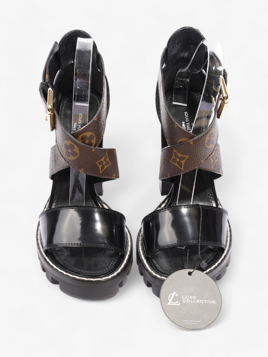 Star Trail Sandals 100 Black / Brown Monogram Patent Leather EU 38 UK 5 Image 10