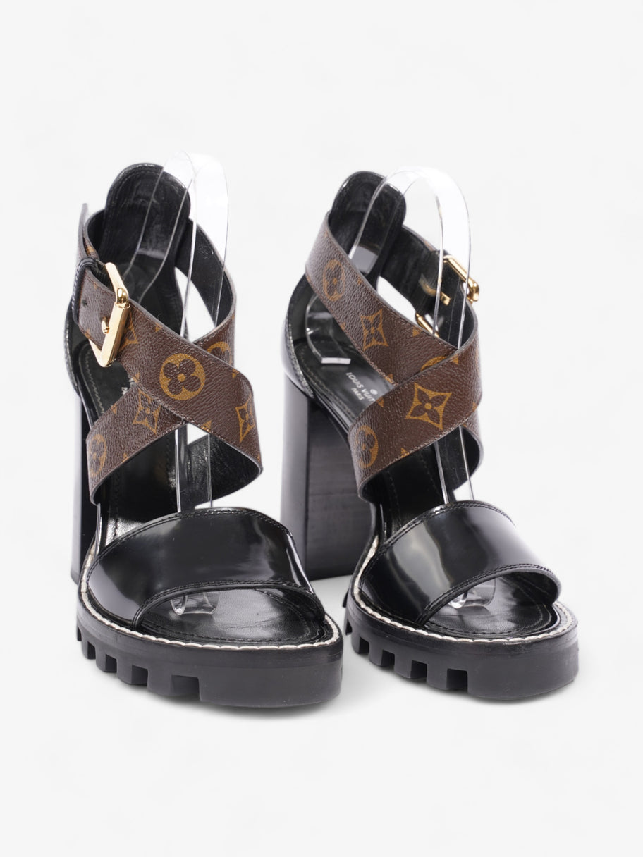 Star Trail Sandals 100 Black / Brown Monogram Patent Leather EU 38 UK 5 Image 2