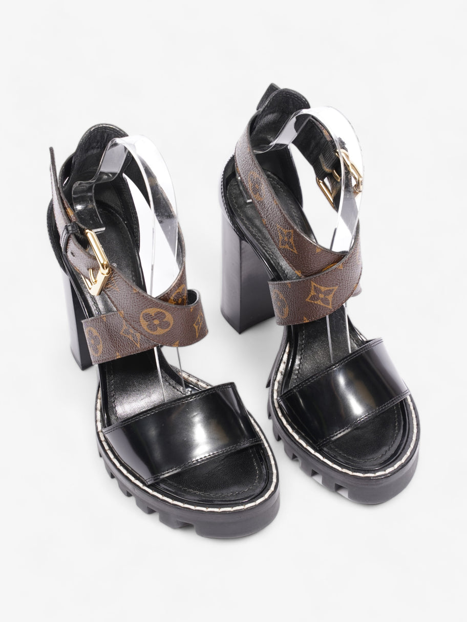 Star Trail Sandals 100 Black / Brown Monogram Patent Leather EU 38 UK 5 Image 8