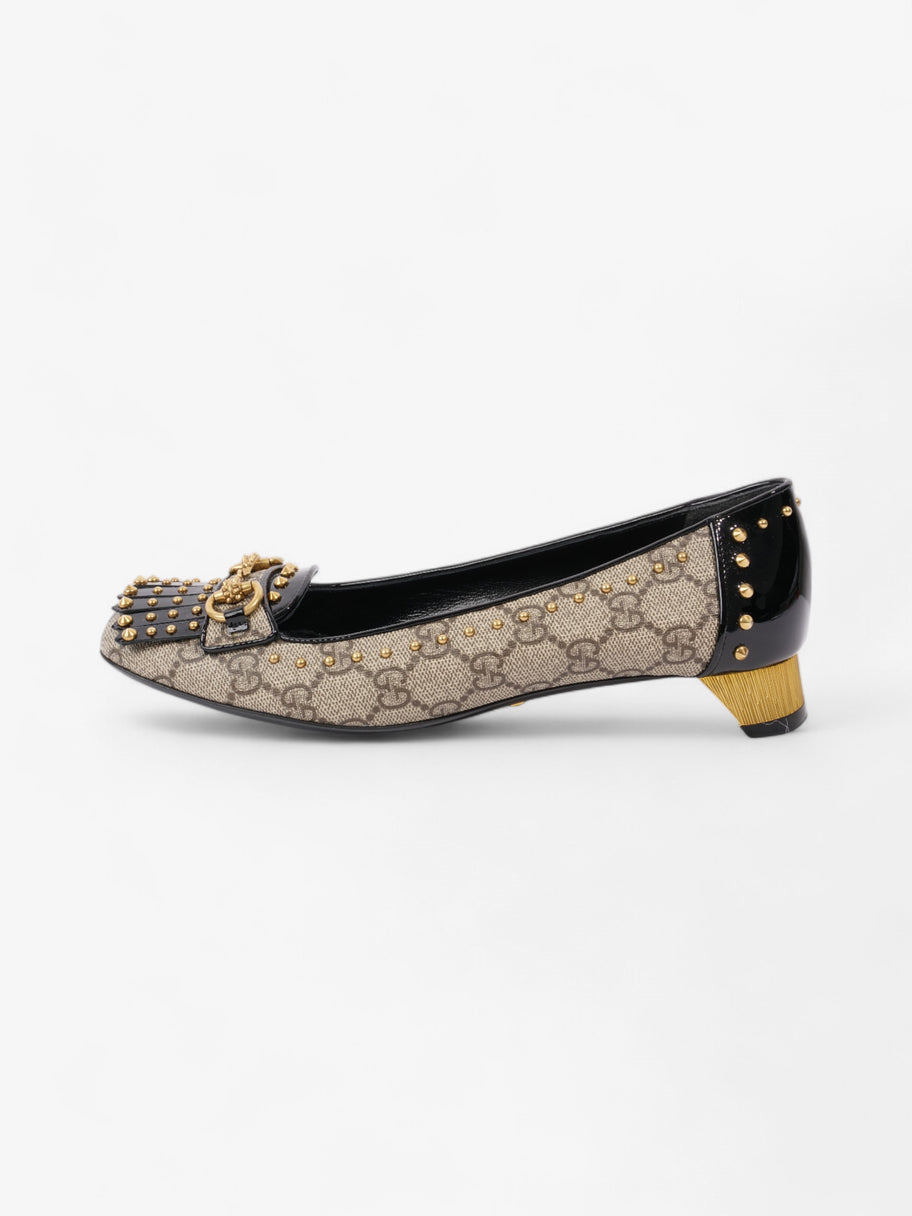 Gucci Horsebit Platform Pump 25 Beige  / Black / Gold Coated Canvas EU 37.5 UK 4.5 Image 5