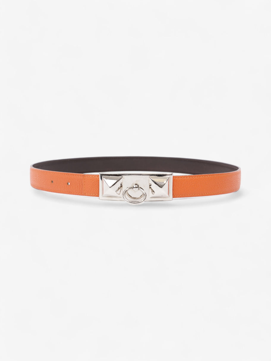 Hermes Rivale Belt Orange / Palladium Calfskin Leather 95cm Image 1