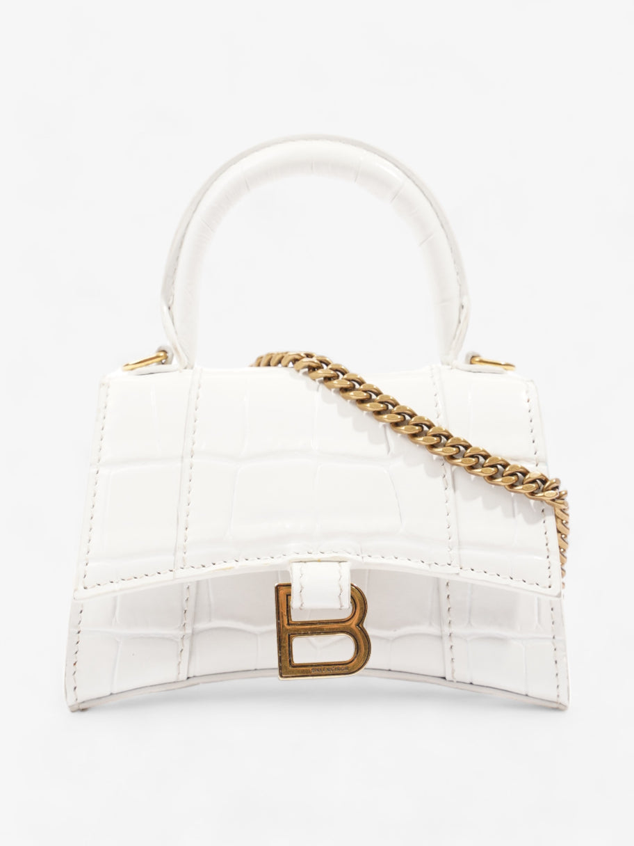 Balenciaga Nano Hourglass White Embossed Leather Image 1