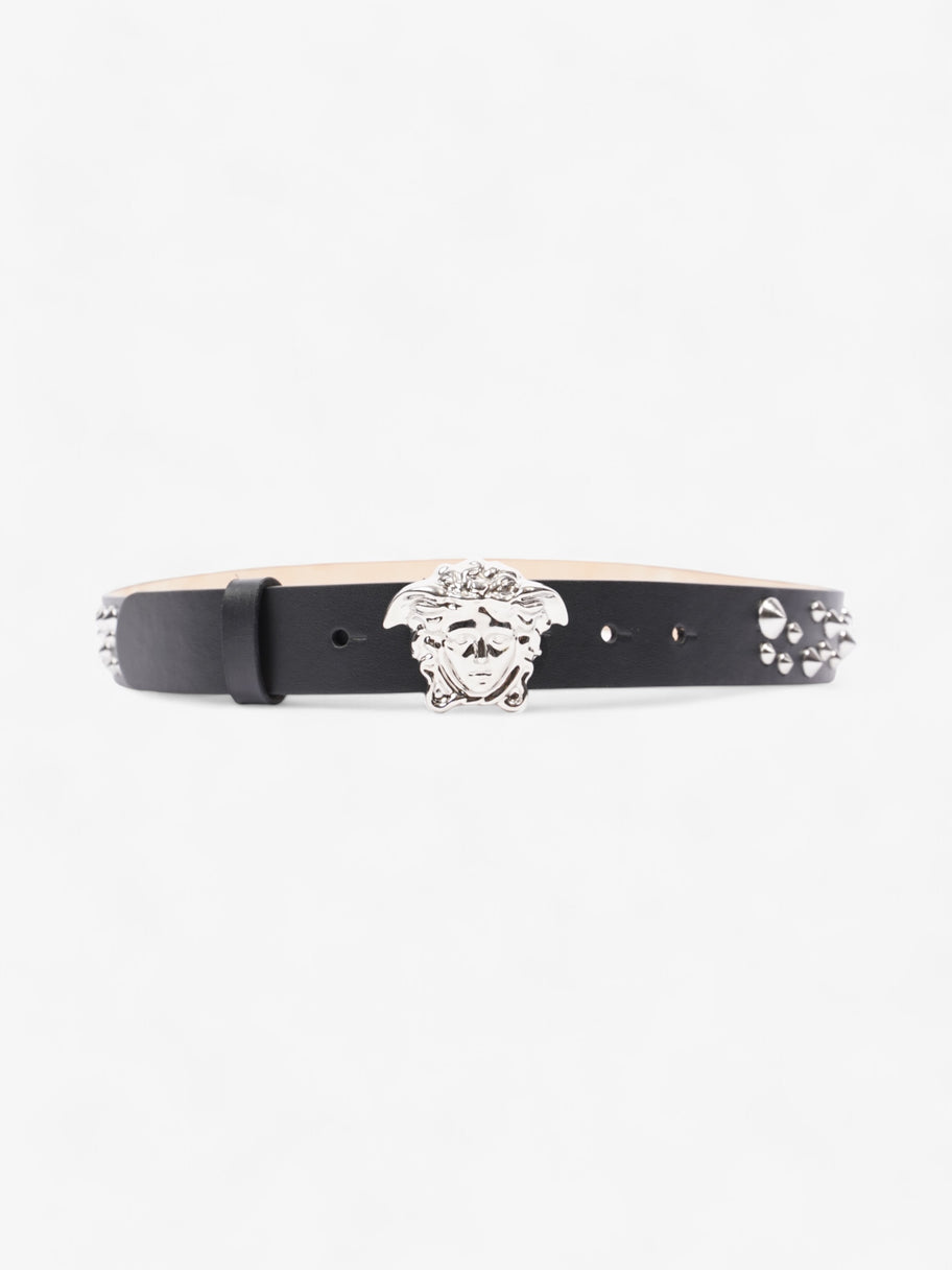 Versace Medusa Studded Belt Black / Silver Leather 85cm / 34