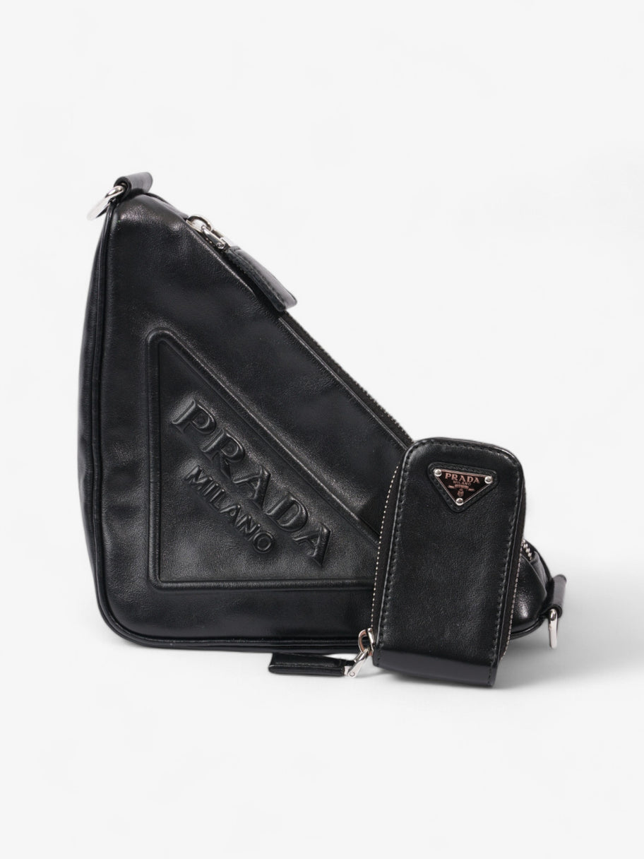 Prada Triangle Logo Zip Black Leather Small Image 1