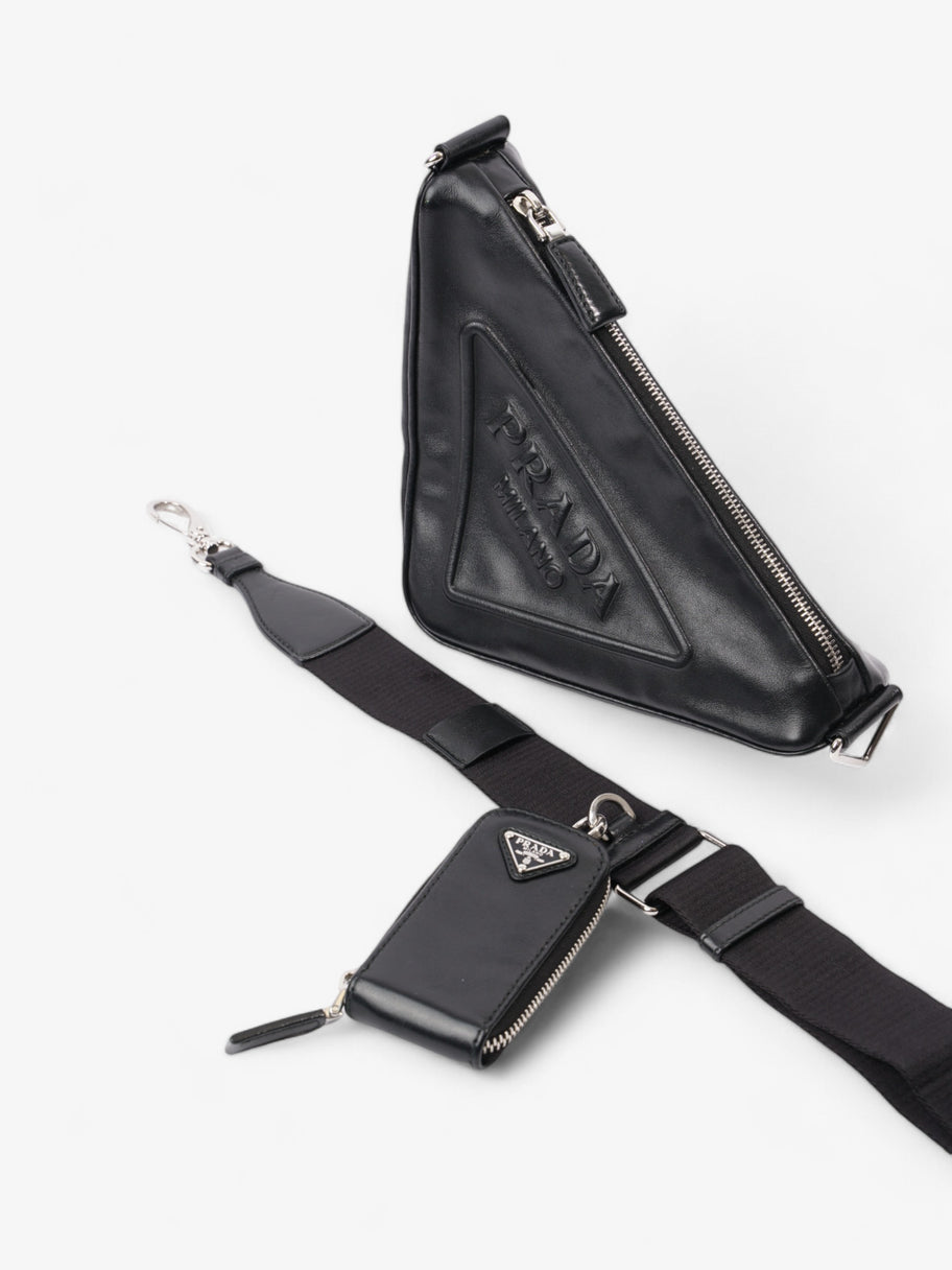 Prada Triangle Logo Zip Black Leather Small Image 6