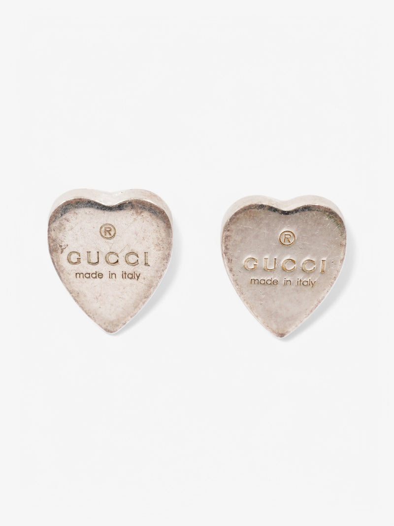  Gucci Trade Mark Heart Earrings Silver Silver Sterling