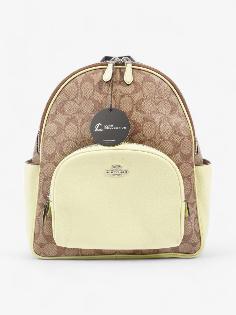 Coach Court Backpack Brown  / Lime Green Coated Canvas Image 9