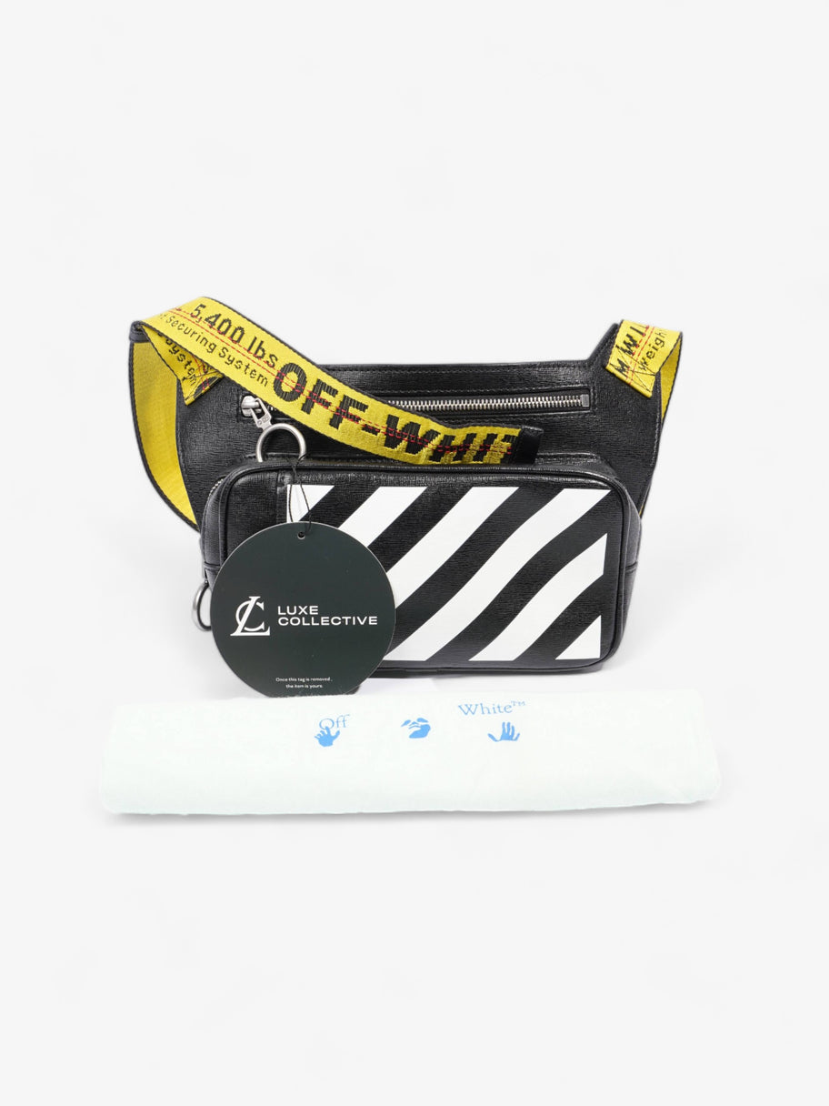 Diagonal Double Zip Black / White / Yellow Strap Leather Image 7