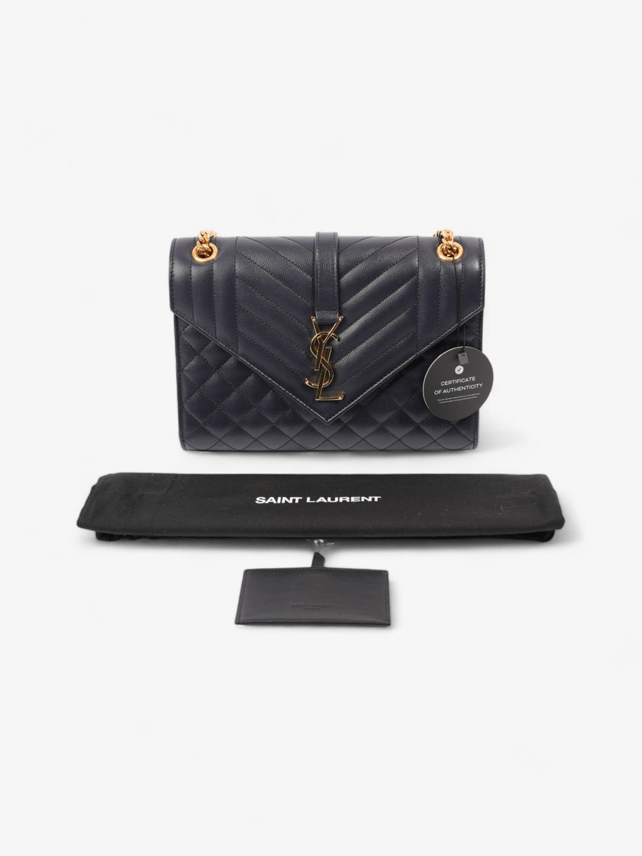 Saint Laurent Envelope Navy Blue Grained Leather Medium Image 11