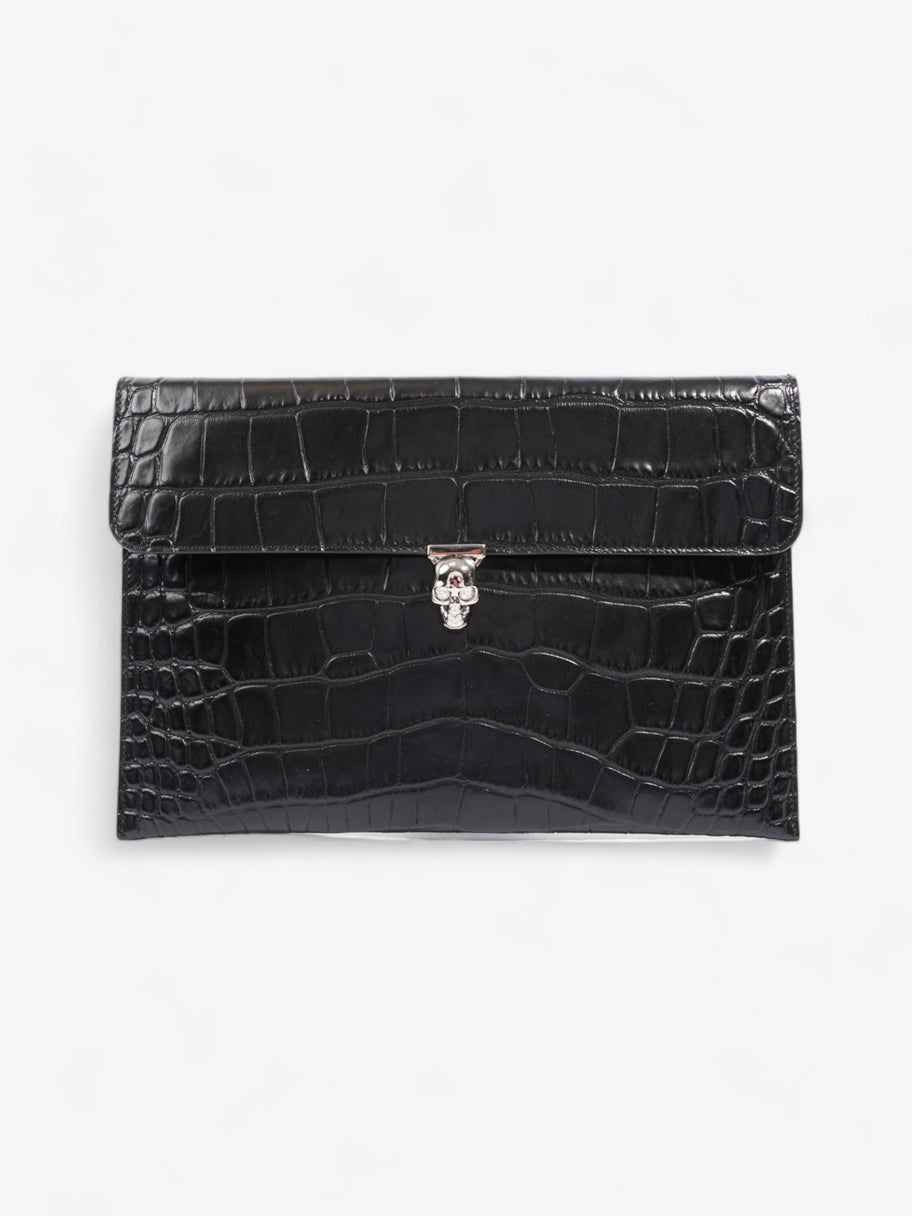 Alexander McQueen Skull Clutch Black Embossed Leather Image 1